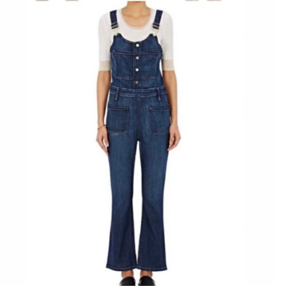 FRAME Jean Overalls Denim Le High Crop Denim in Radnor Blue Size Small Flare